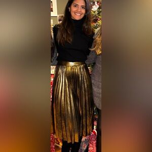 Zara Metallic Gold A-Line Skirt